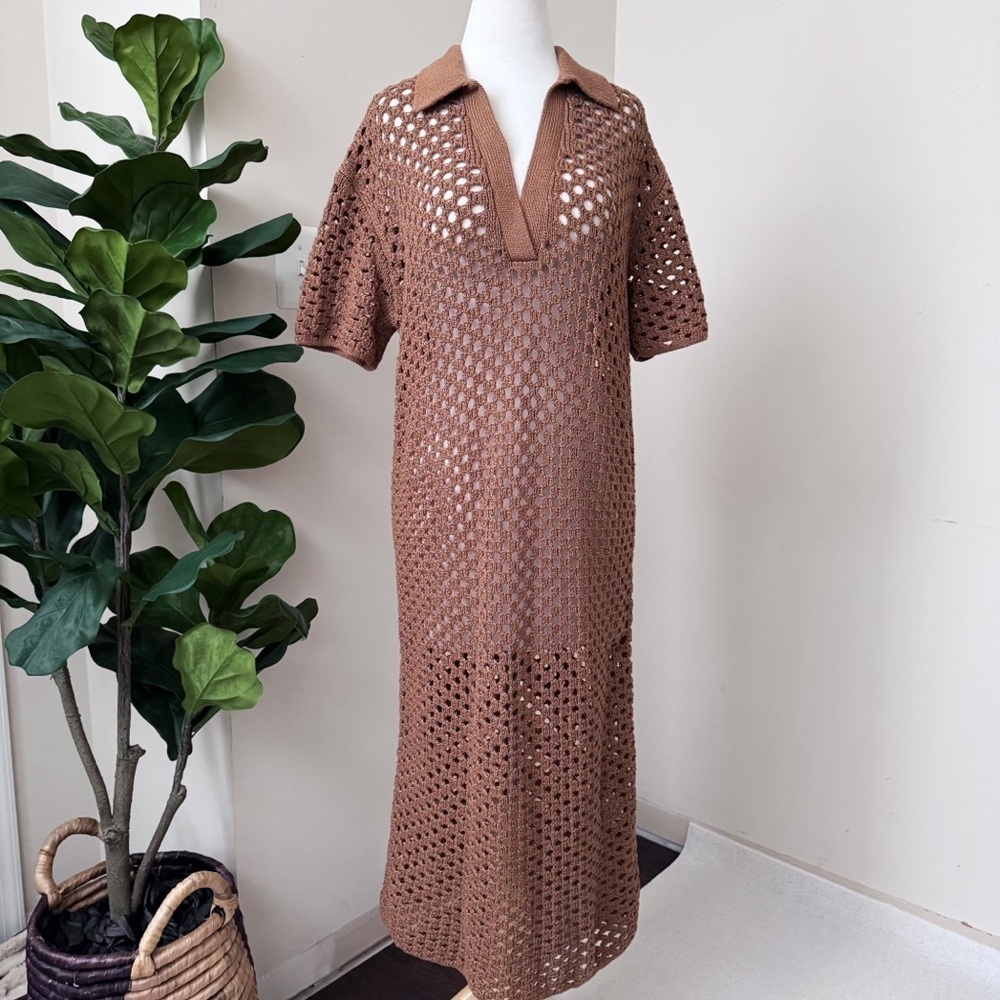 NWOT Brown Crocheted Dress - Picture 5 of 14